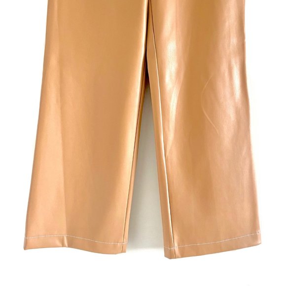 New STAUD Domino Vegan Leather Wide-Leg Pants in Camel Size 4 - Picture 8 of 11